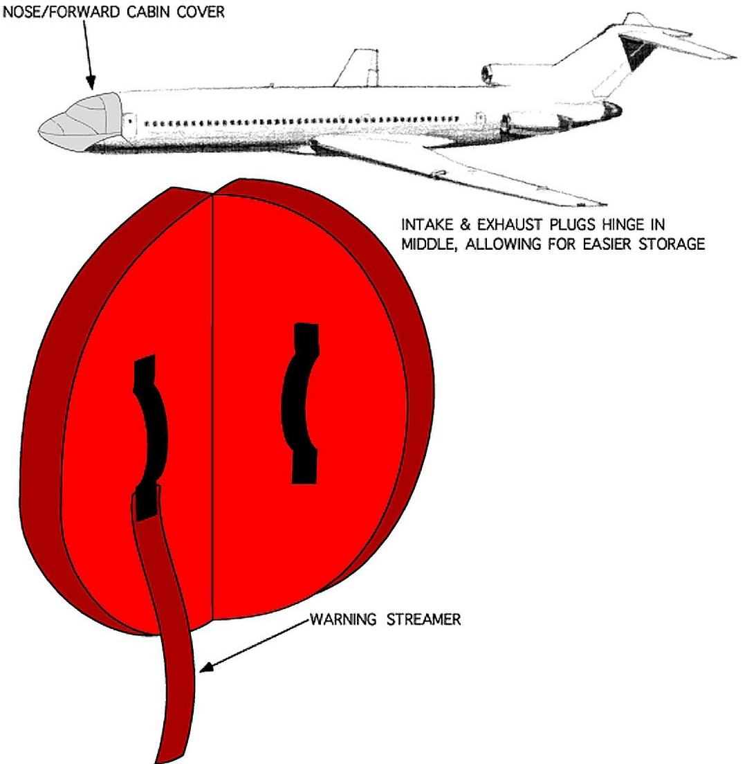 COCKPIT/NOSE COVER & ENGINE PLUGS FOR BOEING 727 MODELS