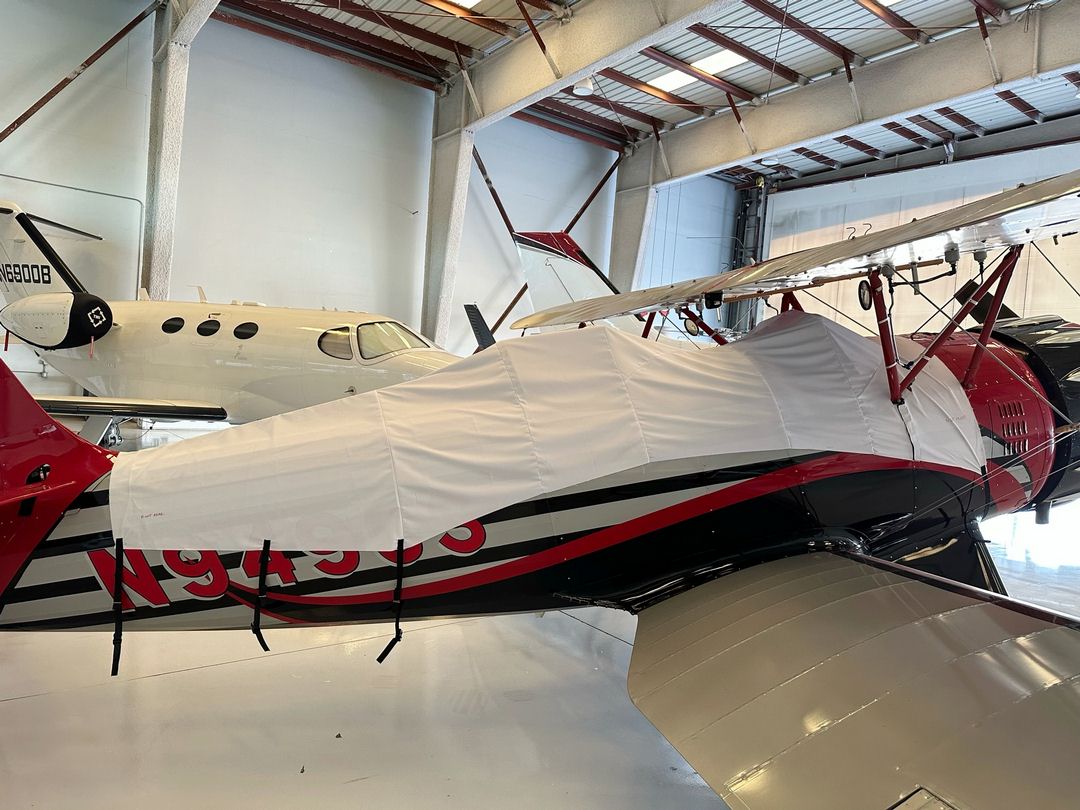 Waco YMF-5 Canopy with Turtledeck Extension, test fit cover
